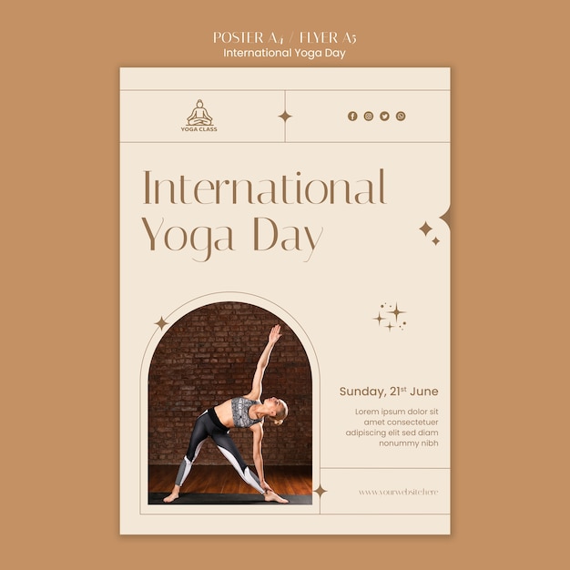 PSD gratuit modèle d'affiche de la journée internationale du yoga
