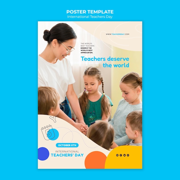 PSD gratuit modèle d'affiche de la journée internationale des enseignants