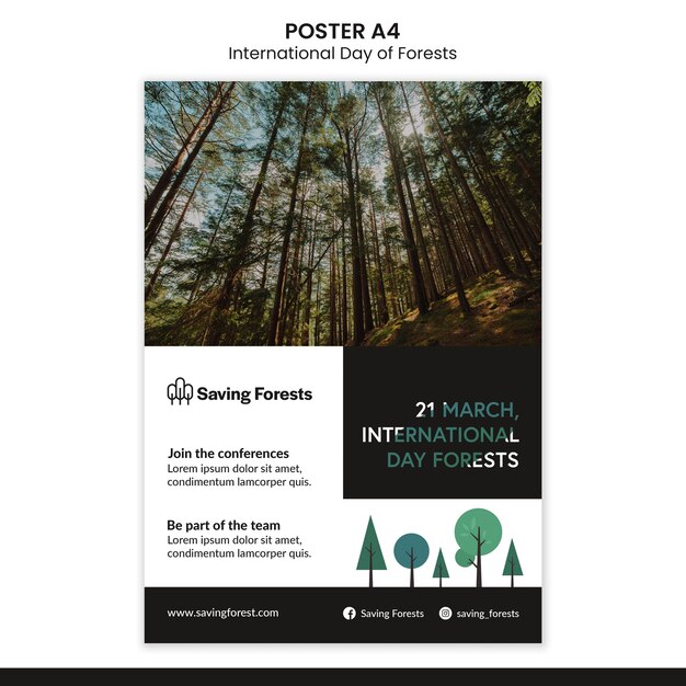 Modèle d'affiche de la journée internationale des forêts