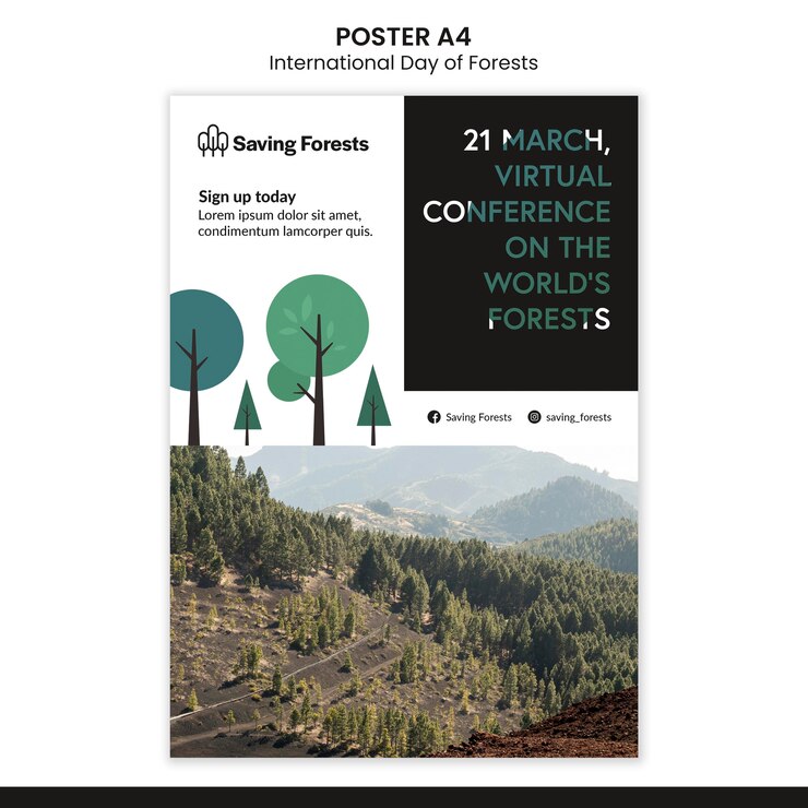 PSD gratuit modèle d'affiche de la journée internationale des forêts