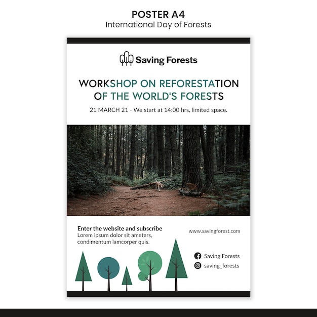 PSD gratuit modèle d'affiche de la journée internationale des forêts