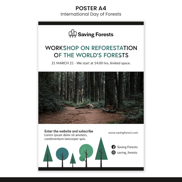 PSD gratuit modèle d'affiche de la journée internationale des forêts