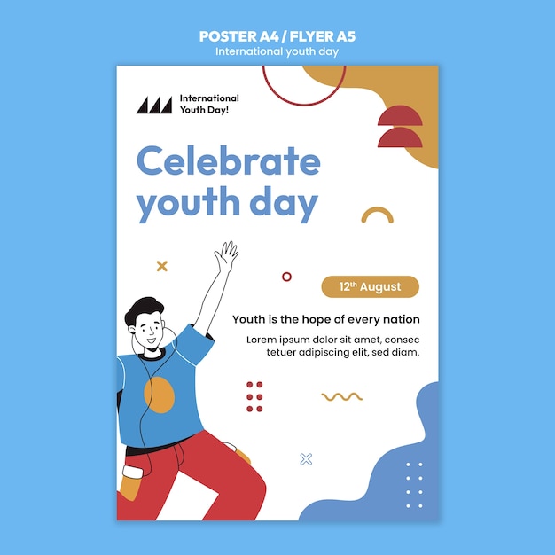 PSD gratuit modèle d'affiche de la journée internationale de la jeunesse