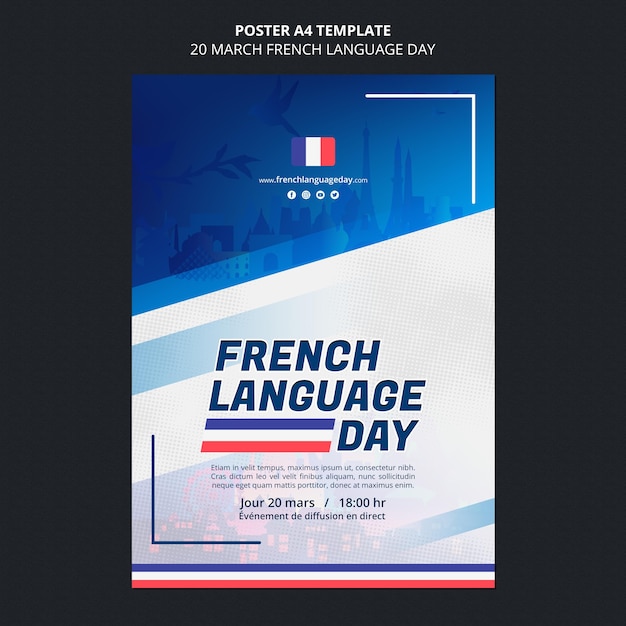 Modèle d'affiche de la journée de la langue française