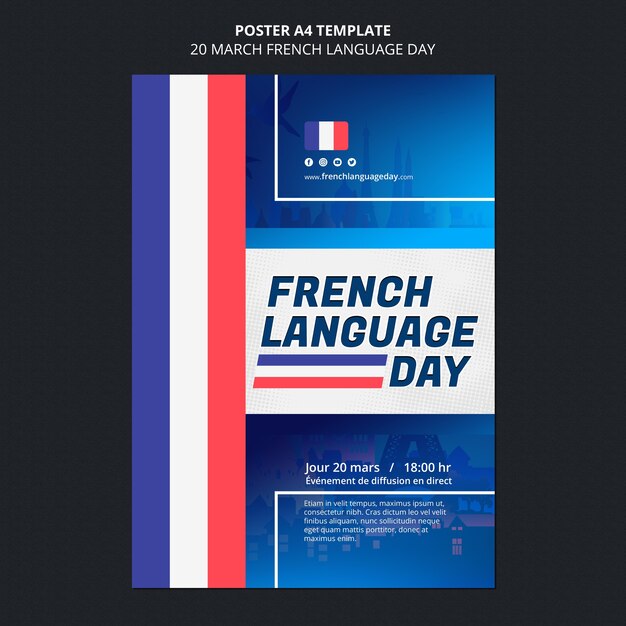 Modèle d'affiche de la journée de la langue française