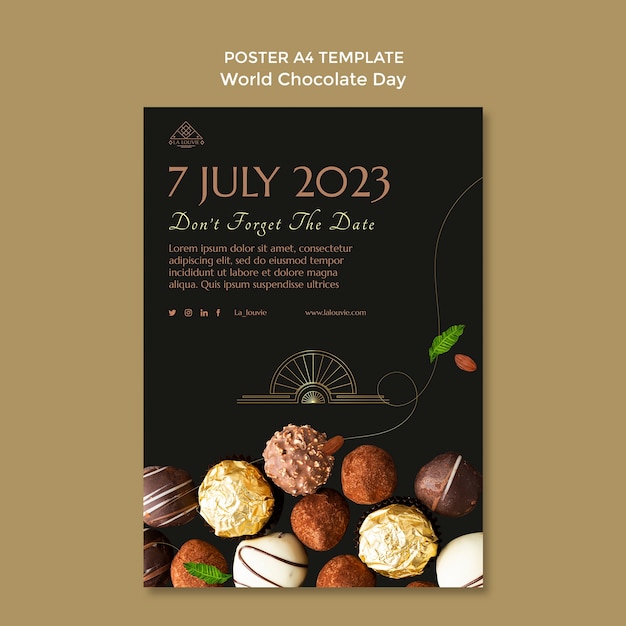 PSD gratuit modèle d'affiche de la journée mondiale du chocolat