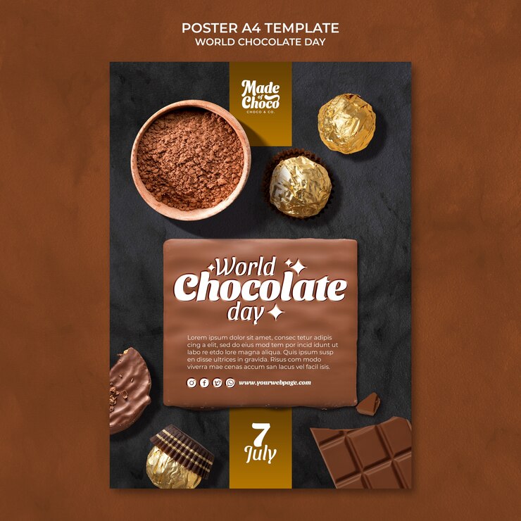 PSD gratuit modèle d'affiche de la journée mondiale du chocolat