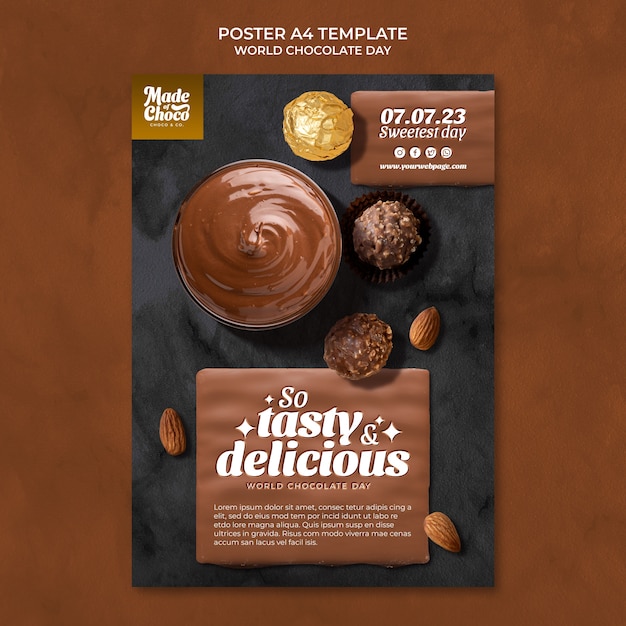 PSD gratuit modèle d'affiche de la journée mondiale du chocolat