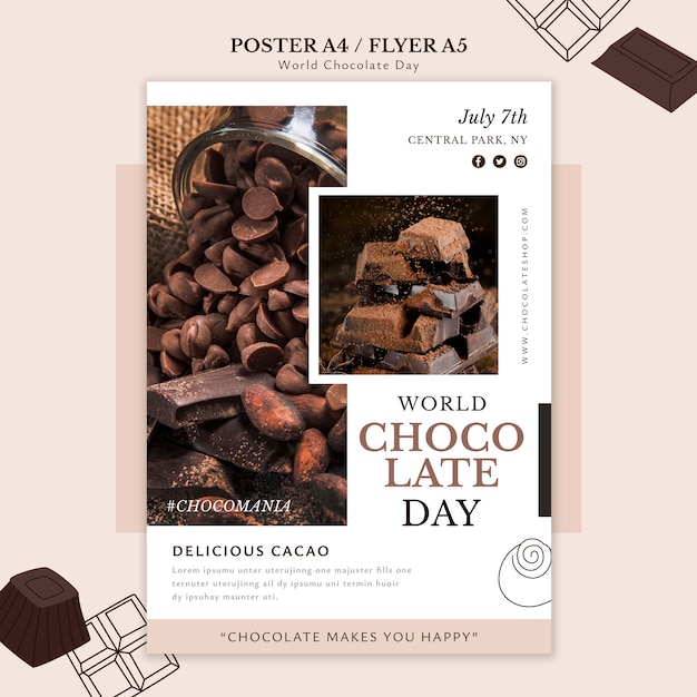 PSD gratuit modèle d'affiche de la journée mondiale du chocolat