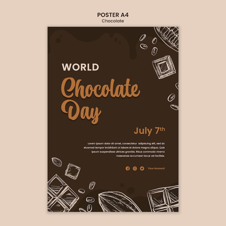 PSD gratuit modèle d'affiche de la journée mondiale du chocolat