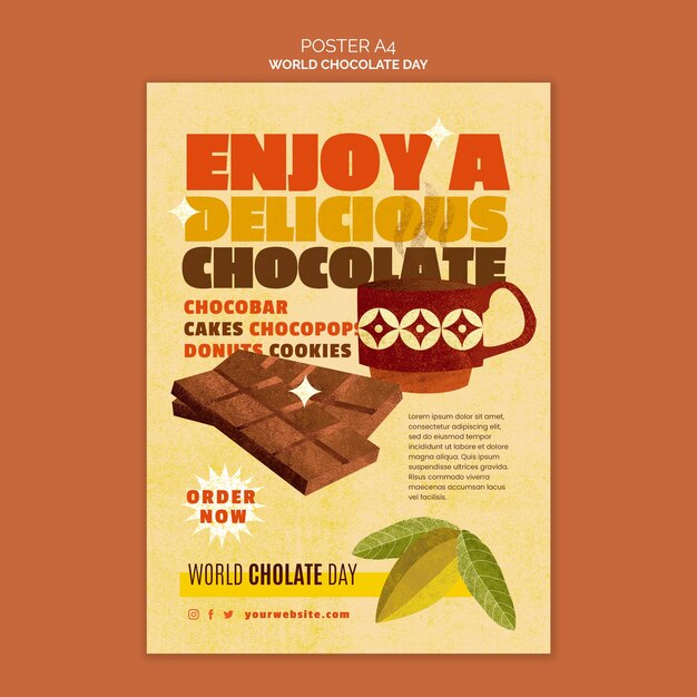Modèle d'affiche de la journée mondiale du chocolat