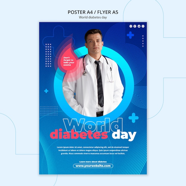 Modèle d'affiche de la journée mondiale du diabète dégradé