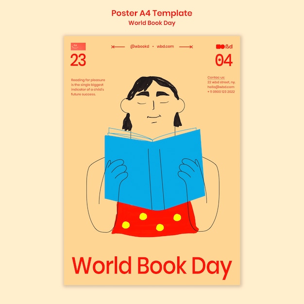 PSD gratuit modèle d'affiche de la journée mondiale du livre design plat