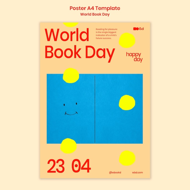 PSD gratuit modèle d'affiche de la journée mondiale du livre design plat