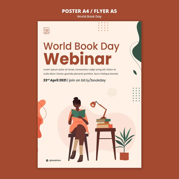 Modèle d'affiche de la journée mondiale du livre