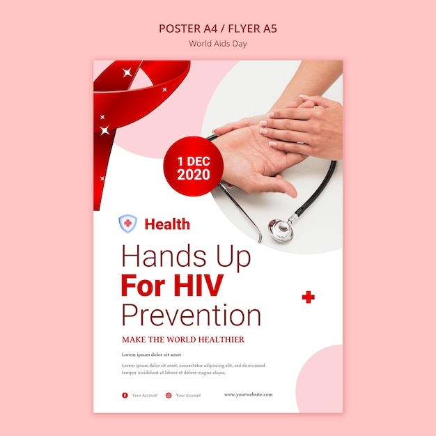 PSD gratuit modèle d'affiche de la journée mondiale du sida