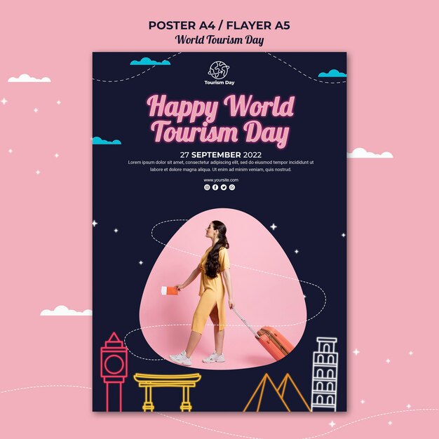 Modèle d'affiche de la journée mondiale du tourisme