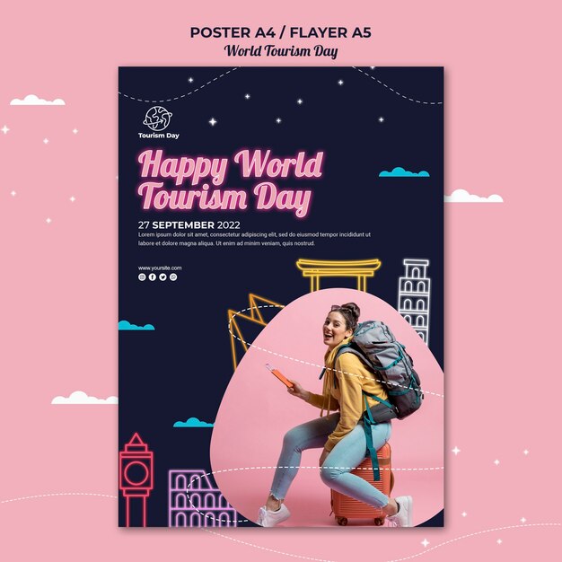 Modèle d'affiche de la journée mondiale du tourisme