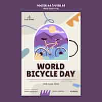 PSD gratuit modèle d'affiche de la journée mondiale du vélo design plat