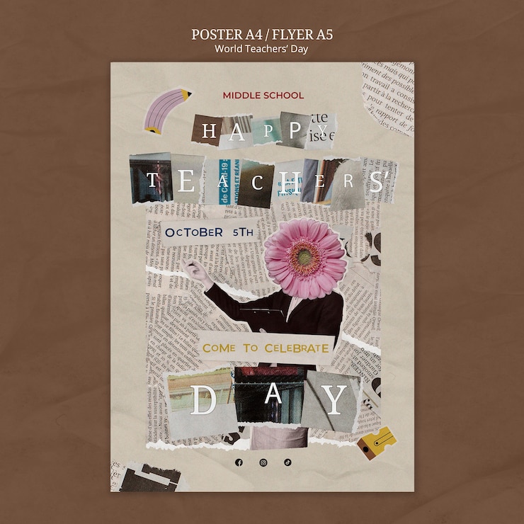 PSD gratuit modèle d'affiche de la journée mondiale des enseignants