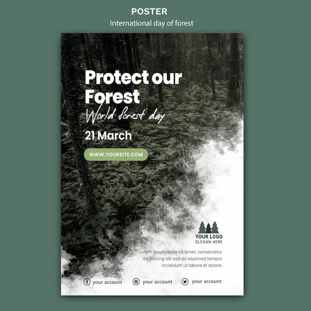 PSD gratuit modèle d'affiche de la journée mondiale de la forêt