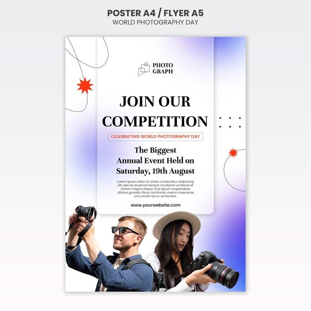 PSD gratuit modèle d'affiche de la journée mondiale de la photographie