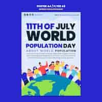 PSD gratuit modèle d'affiche de la journée mondiale de la population au design plat