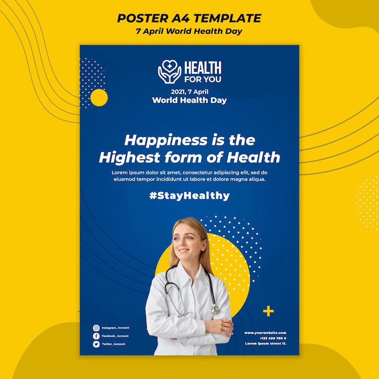 PSD gratuit modèle d'affiche de la journée mondiale de la santé