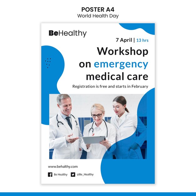 Modèle d'affiche de la journée mondiale de la santé
