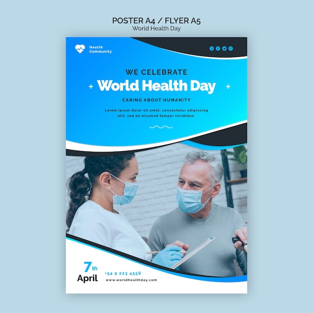 PSD gratuit modèle d'affiche de la journée mondiale de la santé