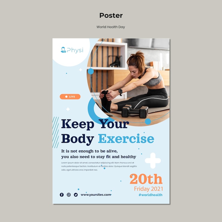 PSD gratuit modèle d'affiche de la journée mondiale de la santé
