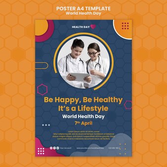 Modèle d'affiche de la journée mondiale de la santé