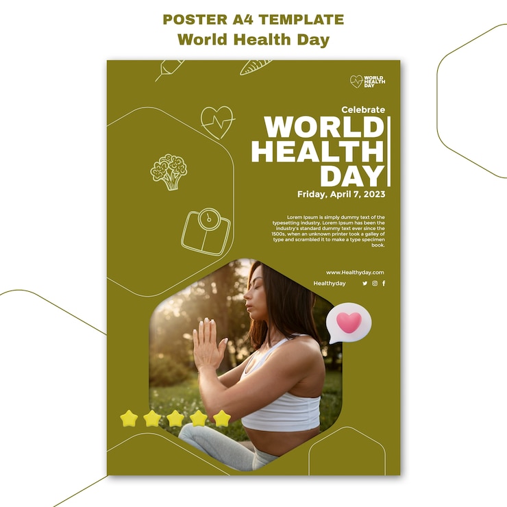 PSD gratuit modèle d'affiche de la journée mondiale de la santé