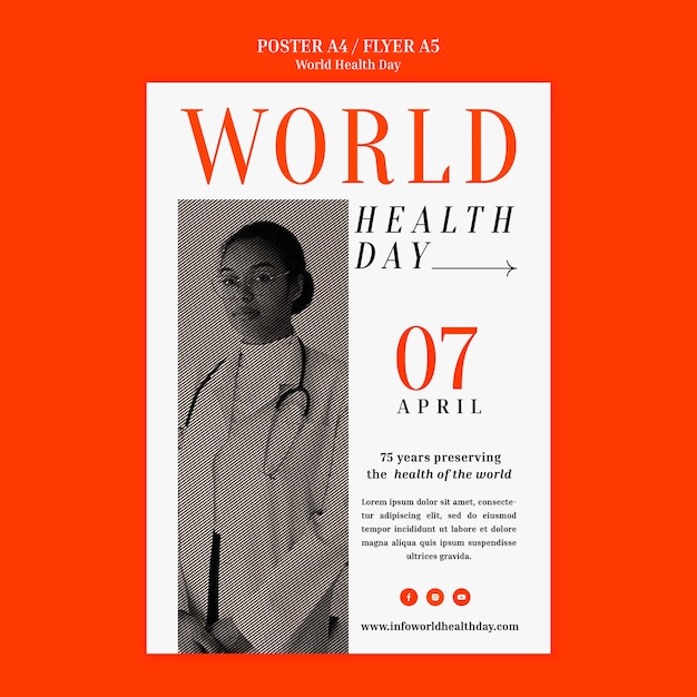 PSD gratuit modèle d'affiche de la journée mondiale de la santé