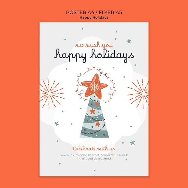 PSD gratuit modèle d'affiche de joyeuses fêtes