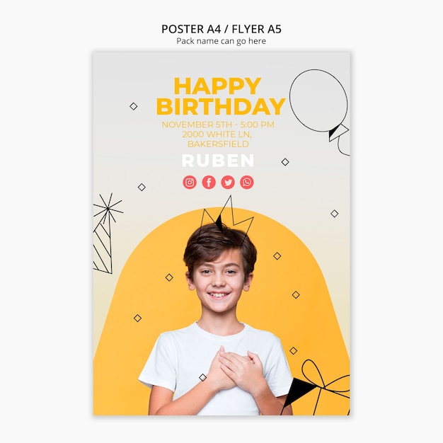 PSD gratuit modèle d'affiche avec joyeux anniversaire