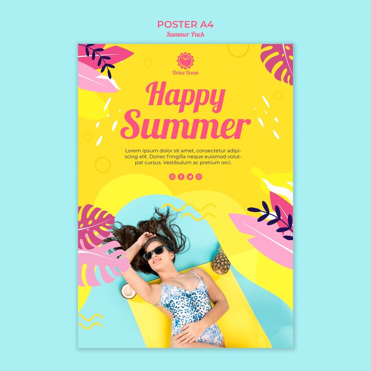 PSD gratuit modèle d'affiche joyeux été