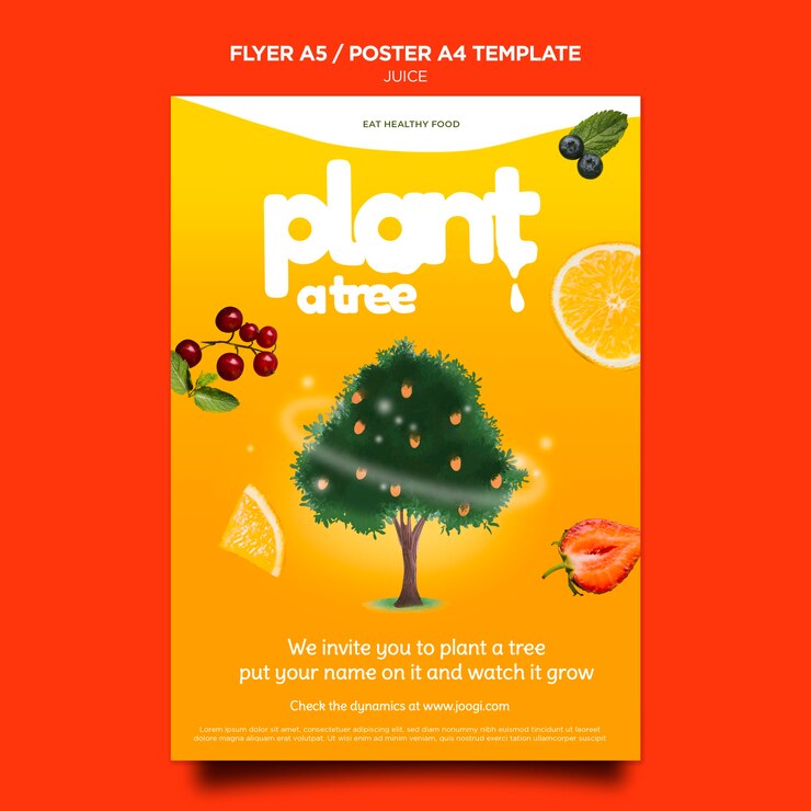 PSD gratuit modèle d'affiche de jus biologique