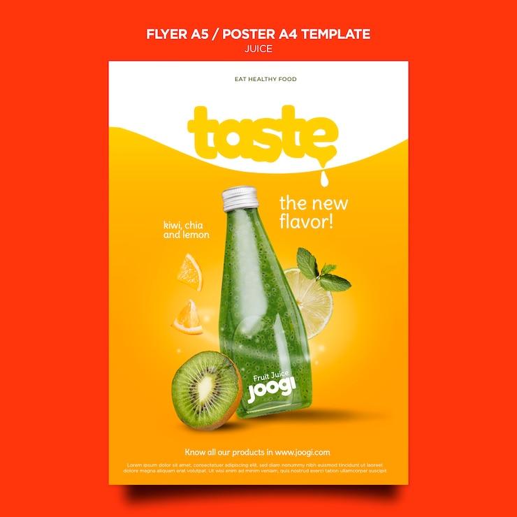 PSD gratuit modèle d'affiche de jus biologique