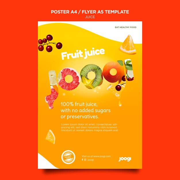 Modèle d'affiche de jus biologique
