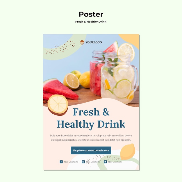 Modèle d'affiche de jus de fruits