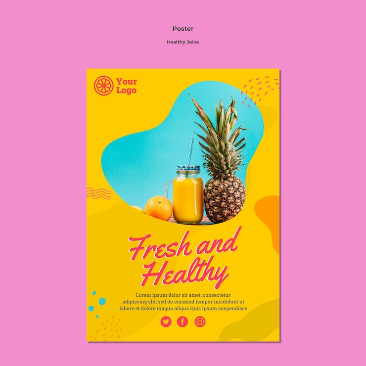 PSD gratuit modèle d'affiche de jus sain