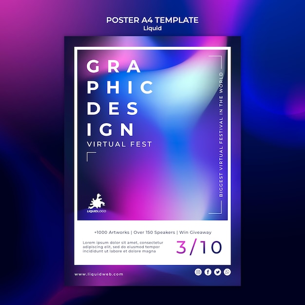 PSD gratuit modèle d'affiche liquide