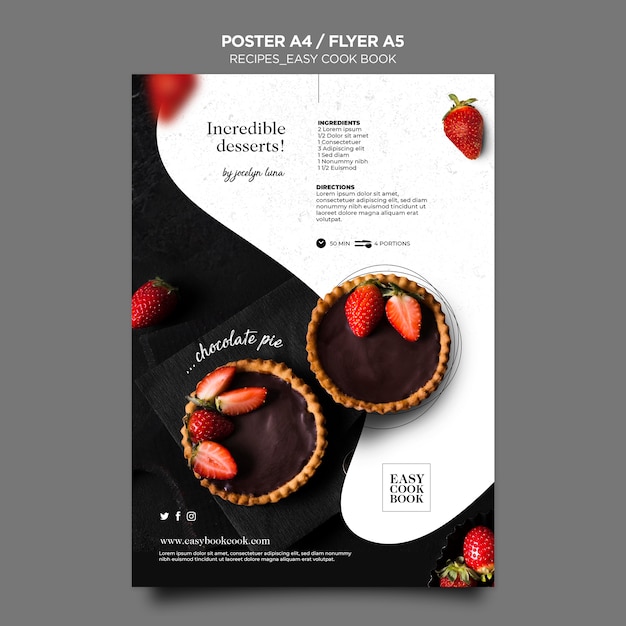 PSD gratuit modèle d'affiche de livre de cuisine