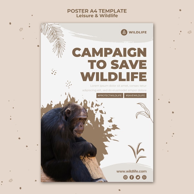 PSD gratuit modèle d'affiche sur les loisirs et la faune