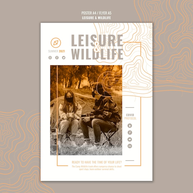 Modèle d'affiche sur les loisirs et la faune