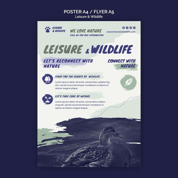 PSD gratuit modèle d'affiche sur les loisirs et la faune