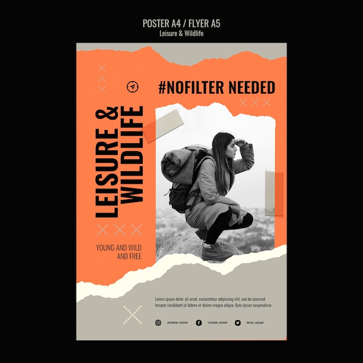 PSD gratuit modèle d'affiche de loisirs et de la faune