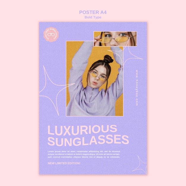 PSD gratuit modèle d'affiche de lunettes de soleil luxueuses