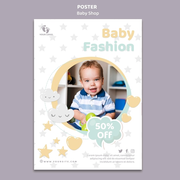 PSD gratuit modèle d'affiche de magasin de bébé